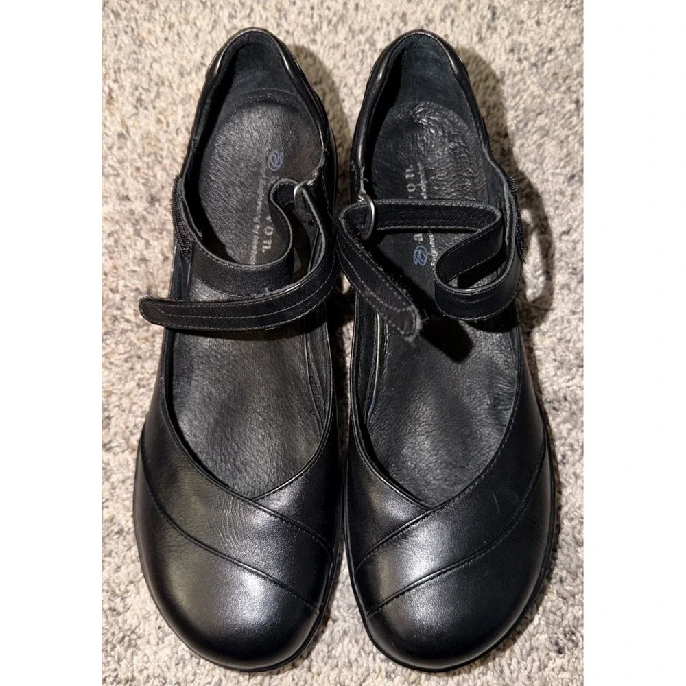 Aravon Womens Size 9.5 AA Black Leather Mary Jane Heels Comfort Shoes‎